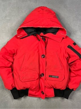 Canada Goose Red Hooded Men's Puffer Jacket